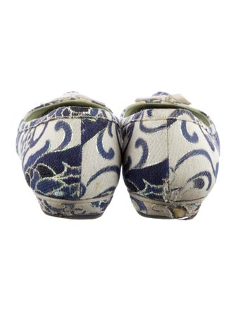 Prada Printed Bow Accents Flats