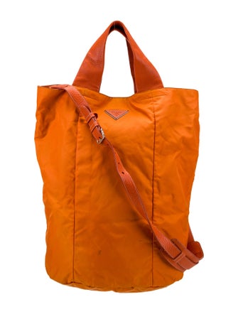 Prada Enameled Metal Triangle Backpack