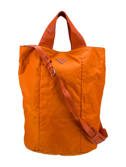 Prada Enameled Metal Triangle Backpack