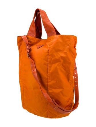 Prada Enameled Metal Triangle Backpack