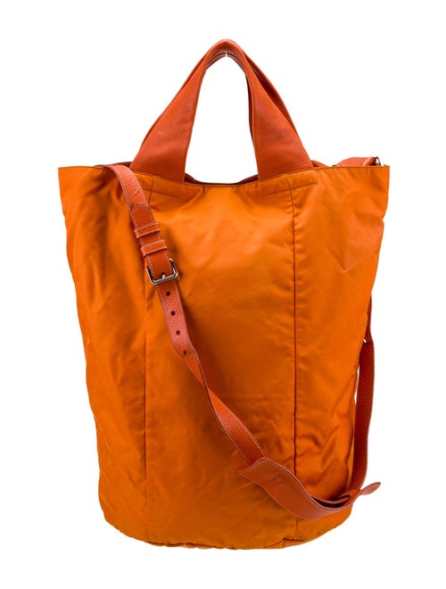 Prada Enameled Metal Triangle Backpack