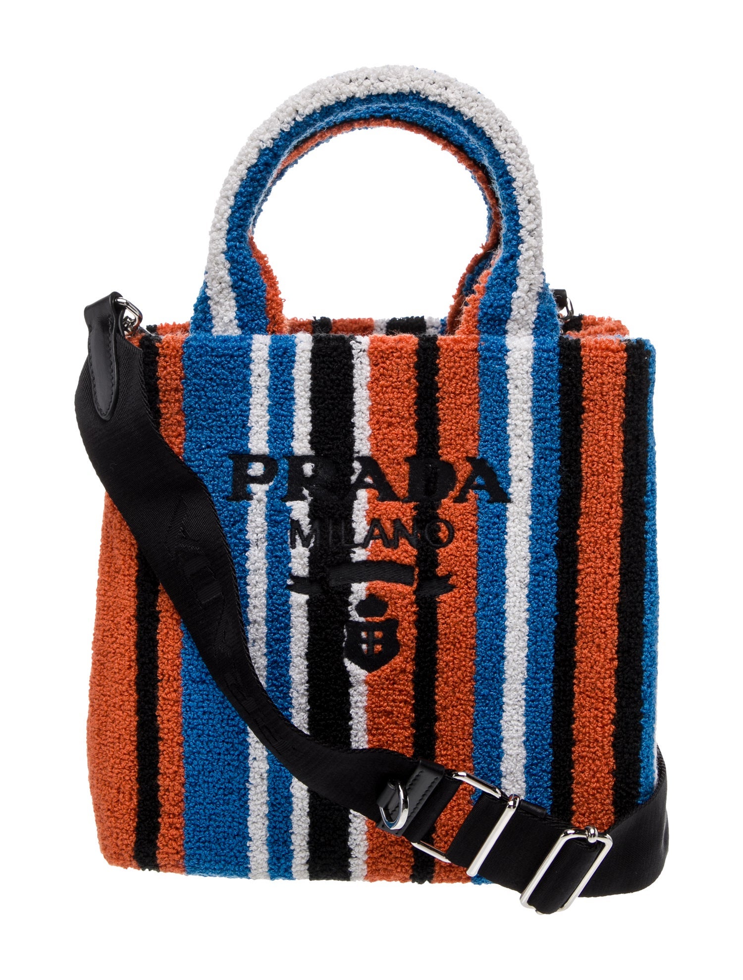 Prada Terry Cloth Terry Cloth Stripe Tote Small