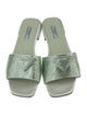 Prada Enameled Metal Triangle Satin Slides