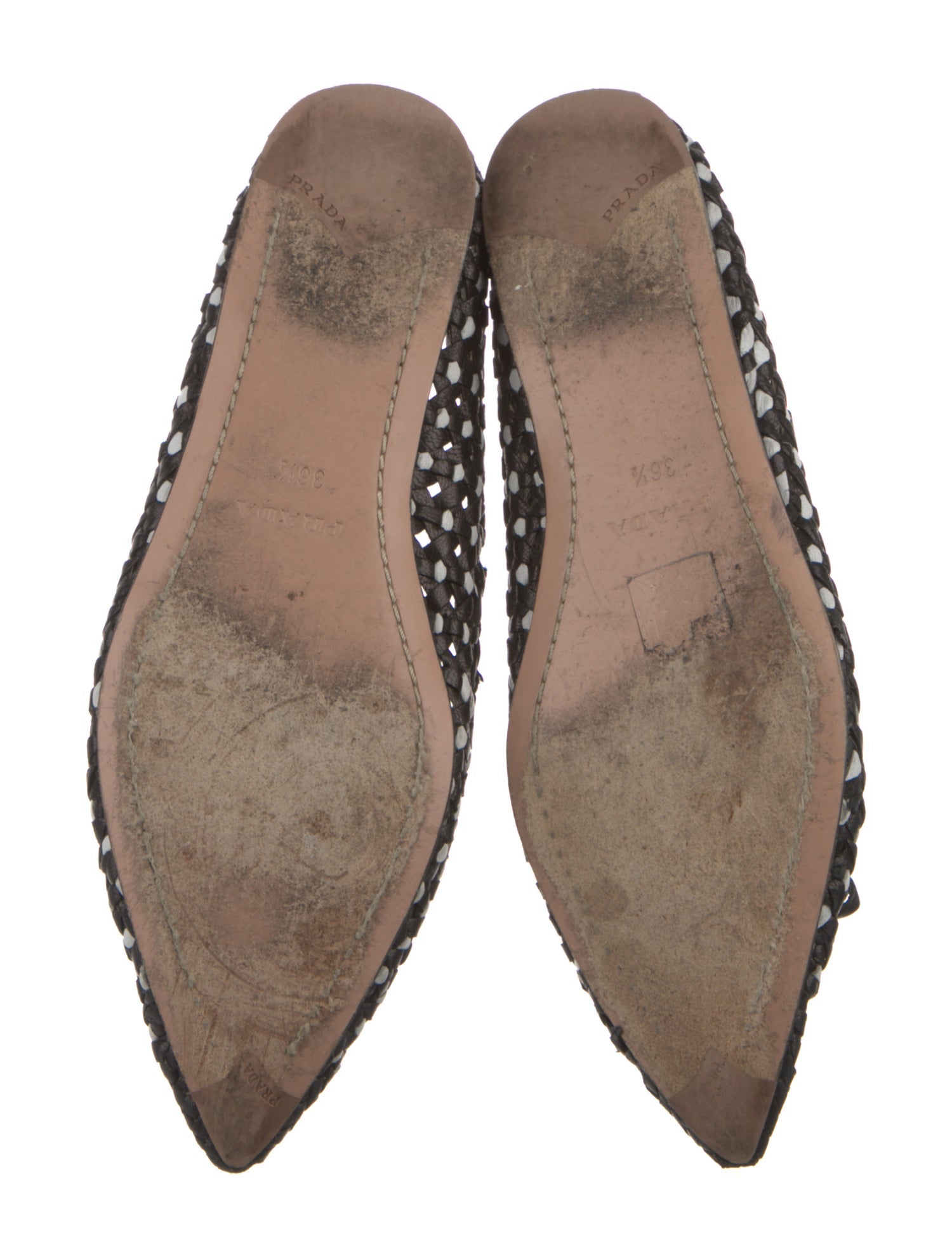 Prada Leather Bow Accents Flats