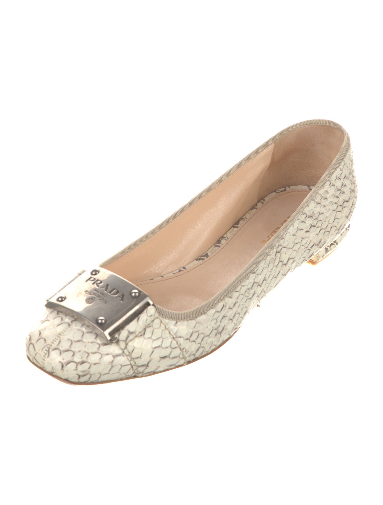 Prada Leather Animal Print Ballet Flats