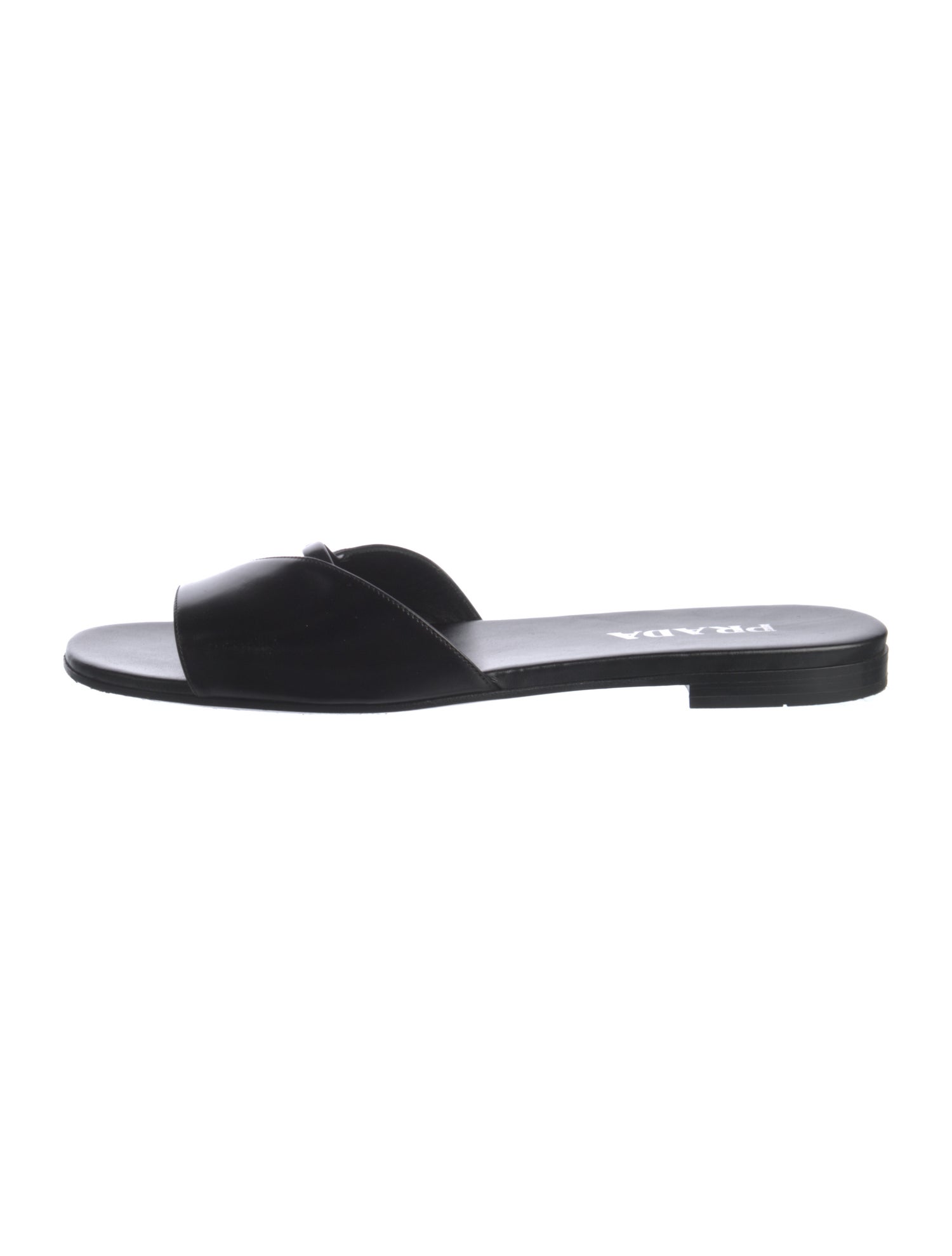 Prada Leather Cutout Accent Slides