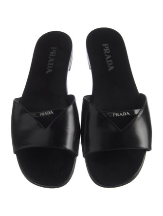 Prada Leather Cutout Accent Slides