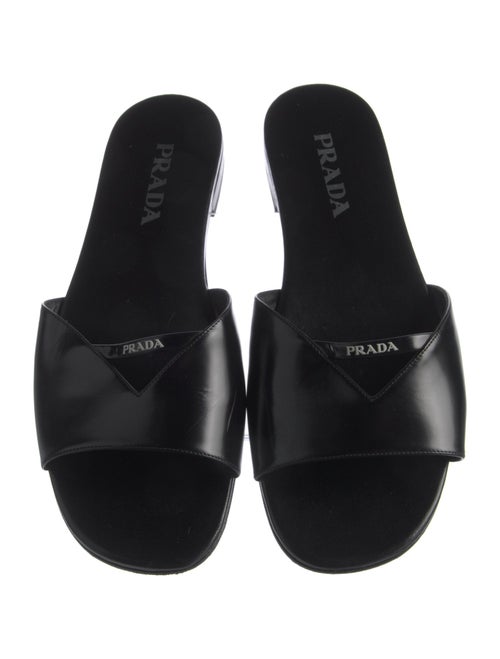 Prada Leather Cutout Accent Slides