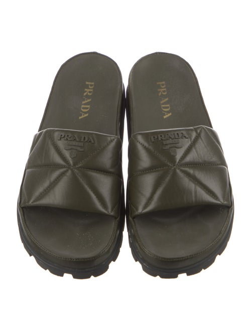 Prada Quilted Pattern Leather Slides