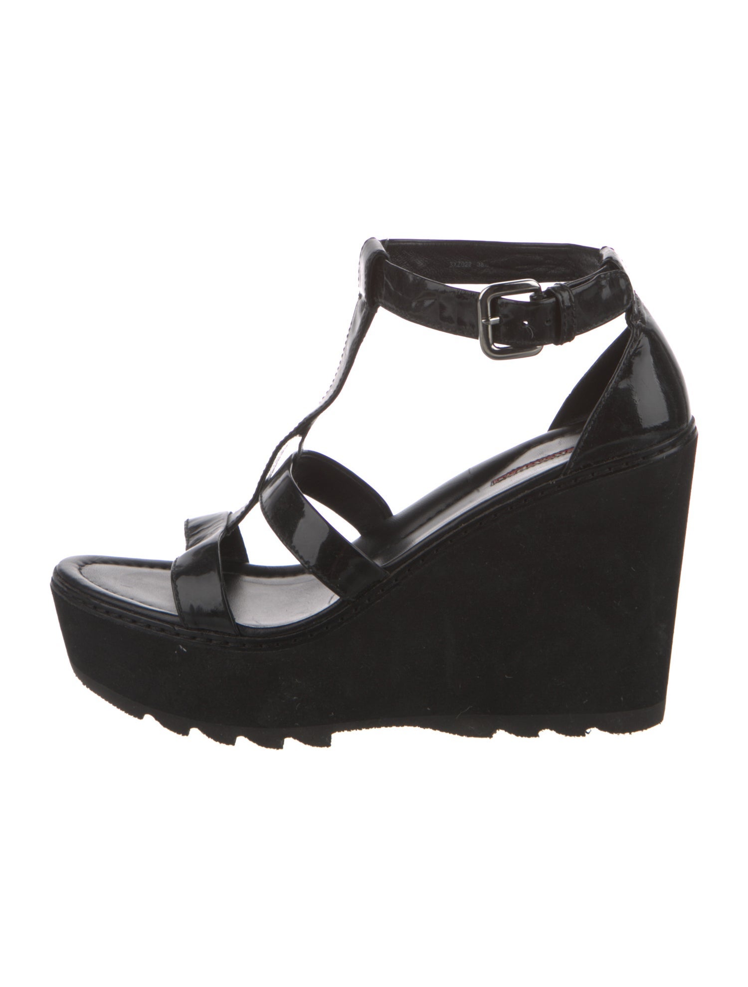 Prada Sport Patent Leather T-Strap Sandals