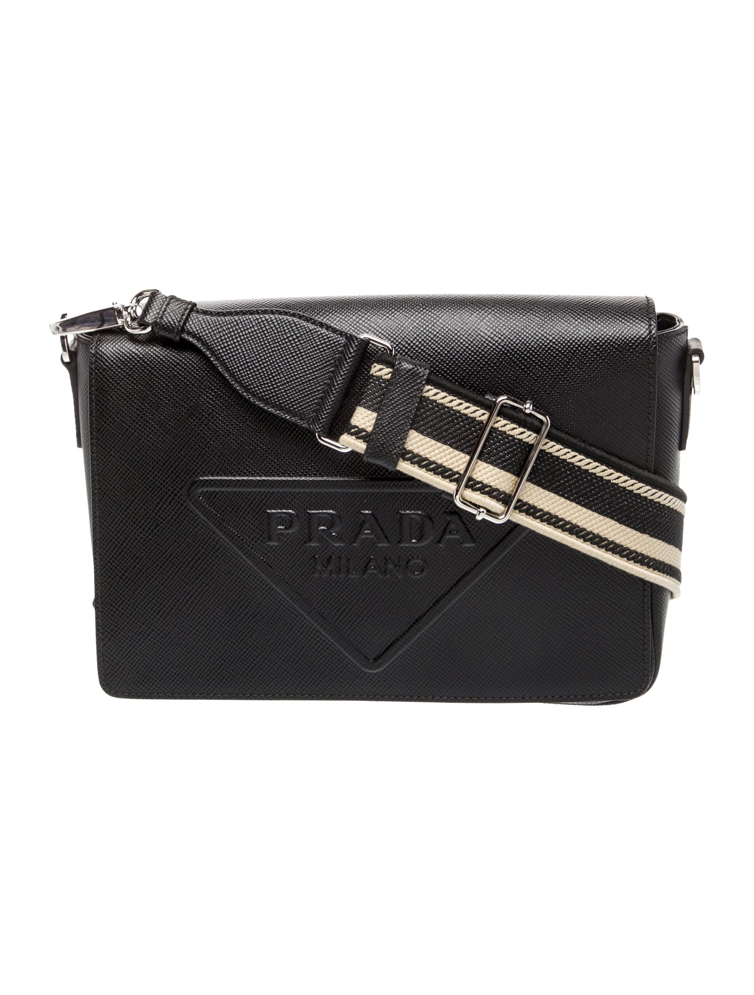 Prada Enameled Metal Triangle Crossbody Bag