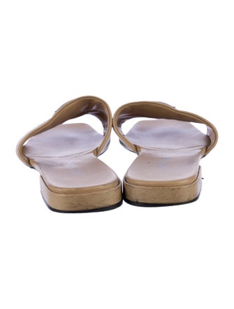 Prada Enameled Metal Triangle Slides