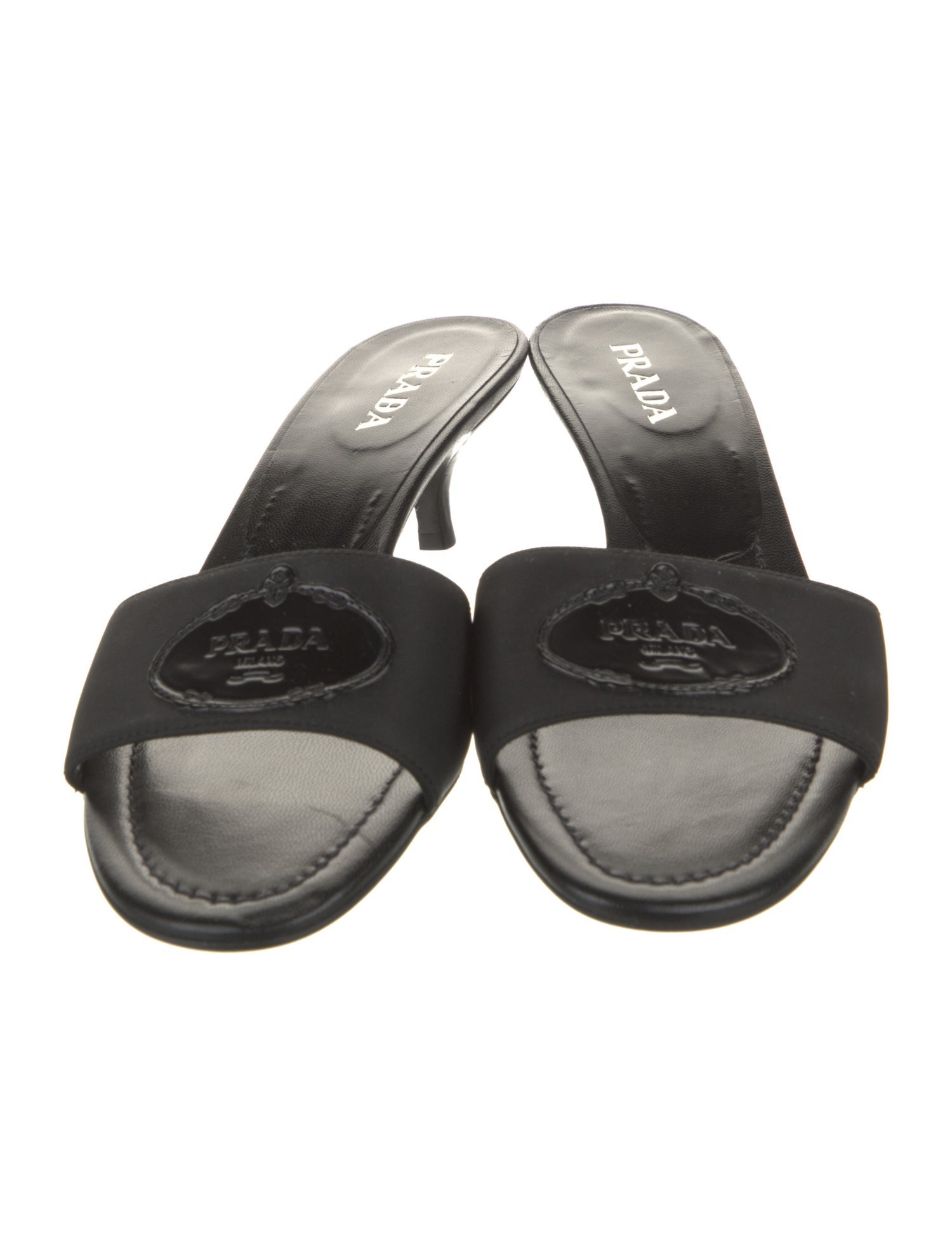 Prada Leather Trim Embellishment Slides