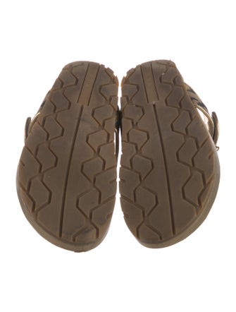 Prada Leather Glitter Accents Slides