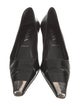 Prada Enameled Metal Triangle Leather Pumps