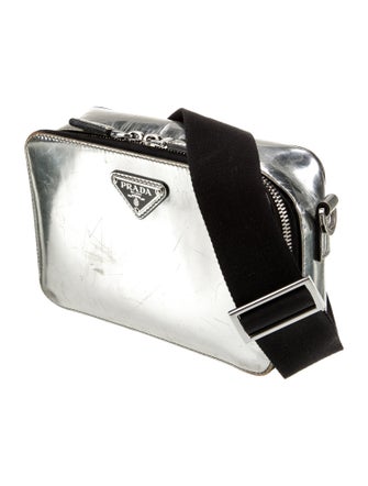 Prada Enameled Metal Triangle Minaudière Small