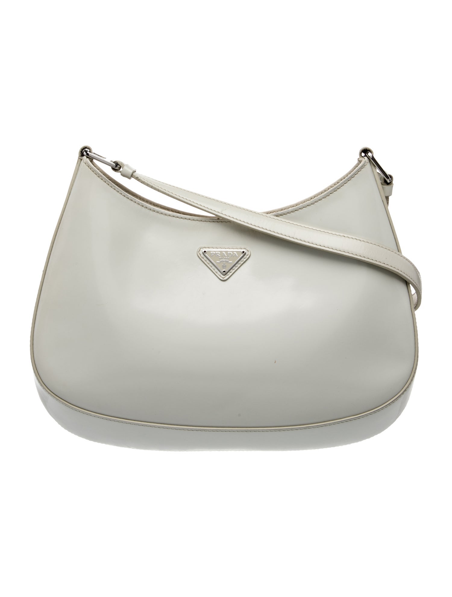 Prada Enameled Metal Triangle Cleo