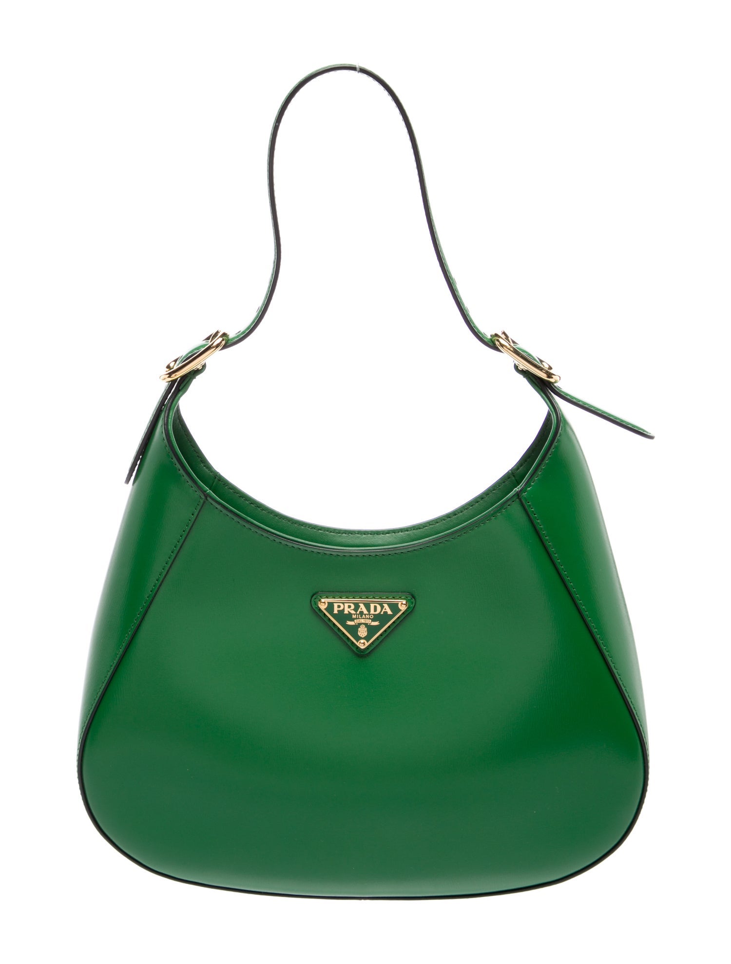 Prada Enameled Metal Triangle Cleo