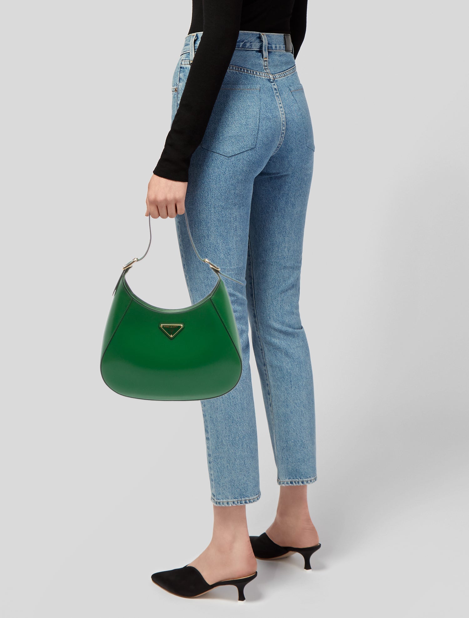 Prada Enameled Metal Triangle Cleo