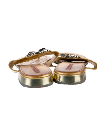 Prada Leather Chain-Link Accents Slides
