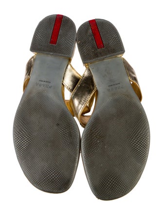 Prada Leather Chain-Link Accents Slides