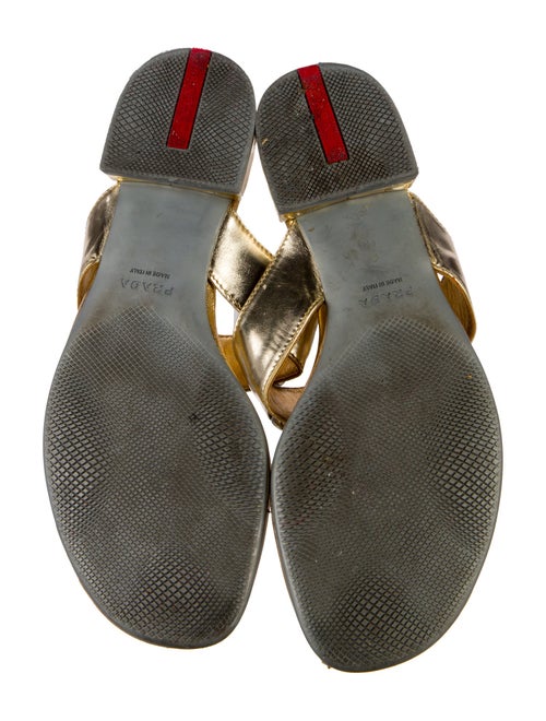 Prada Leather Chain-Link Accents Slides