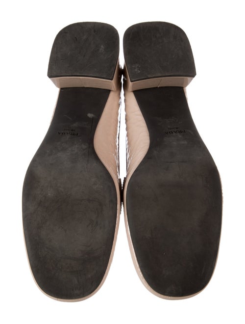 Prada Enameled Metal Triangle Patent Leather Loafers