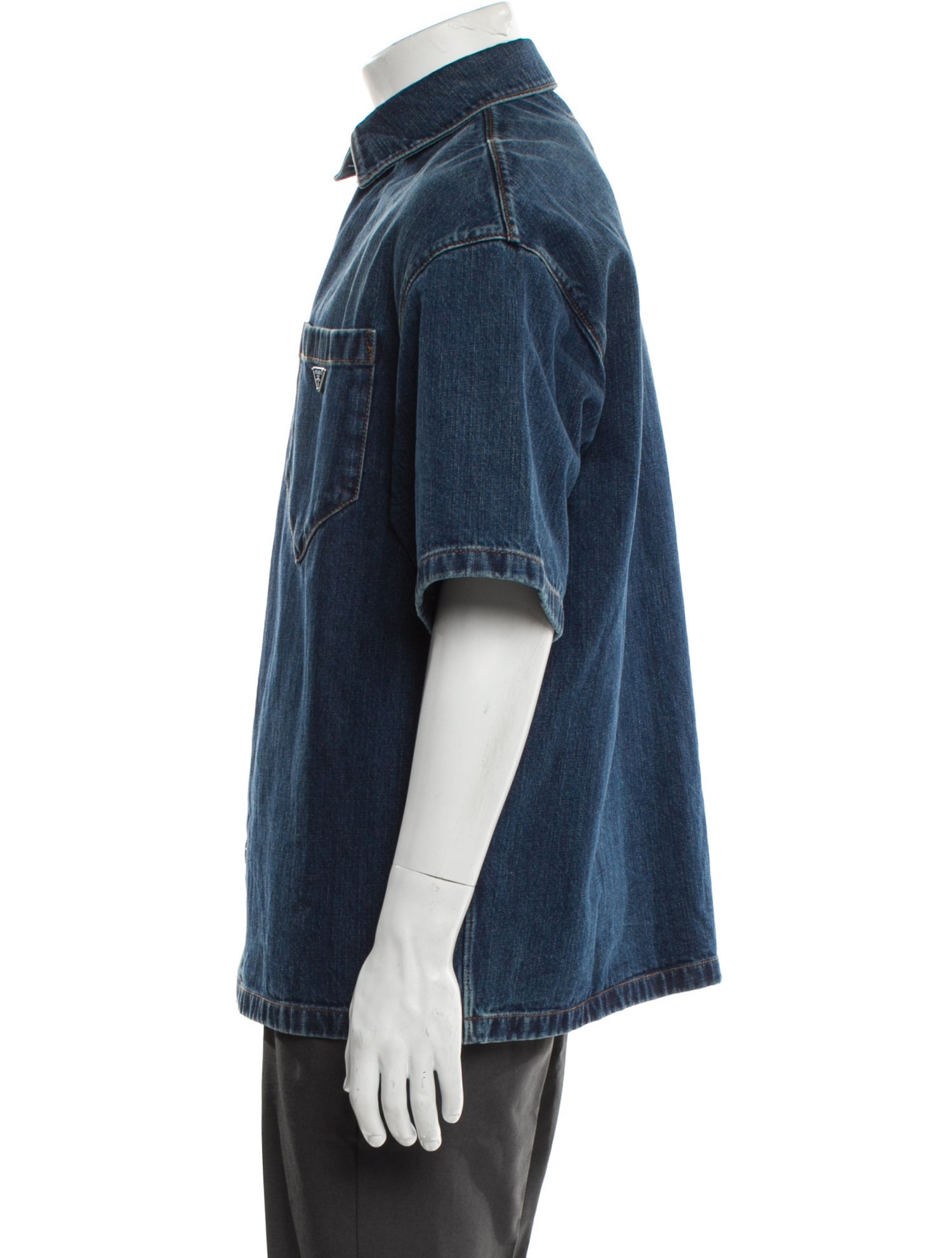 Prada 2023 Enameled Metal Triangle Denim Jacket