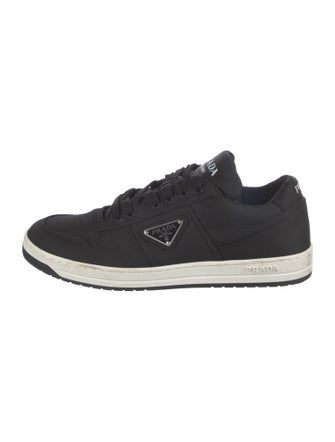 Prada Enameled Metal Triangle Nylon Sneakers