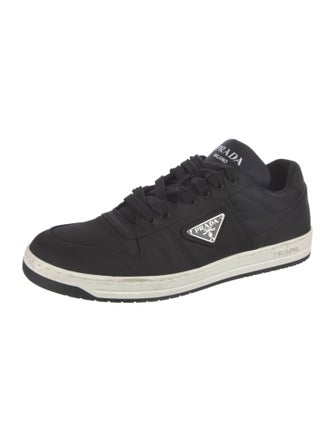 Prada Enameled Metal Triangle Nylon Sneakers
