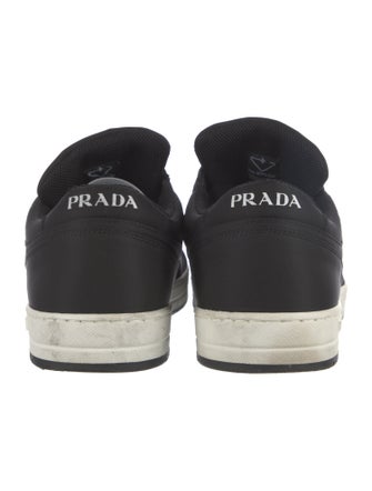 Prada Enameled Metal Triangle Nylon Sneakers