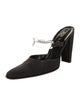 Prada Canvas Leather Trim Embellishment Mules