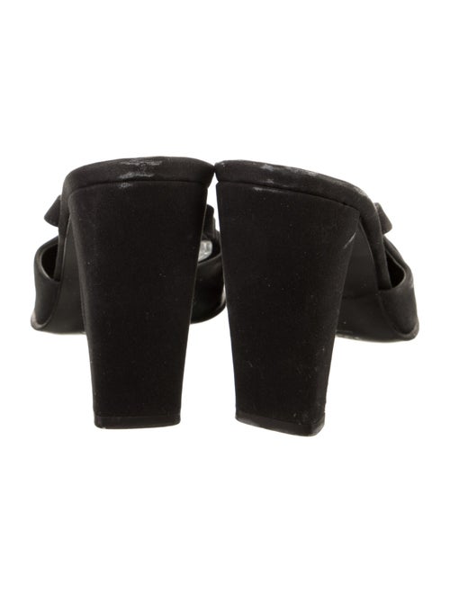 Prada Canvas Leather Trim Embellishment Mules