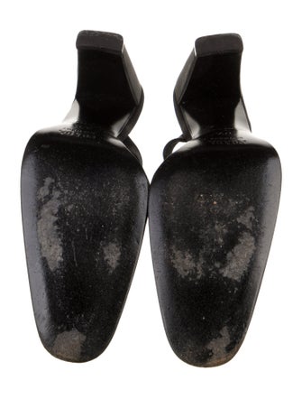 Prada Canvas Leather Trim Embellishment Mules