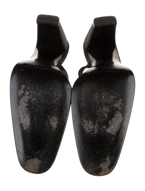 Prada Canvas Leather Trim Embellishment Mules