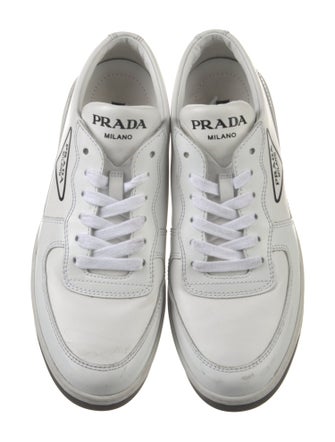Prada Leather Graphic Print Sneakers