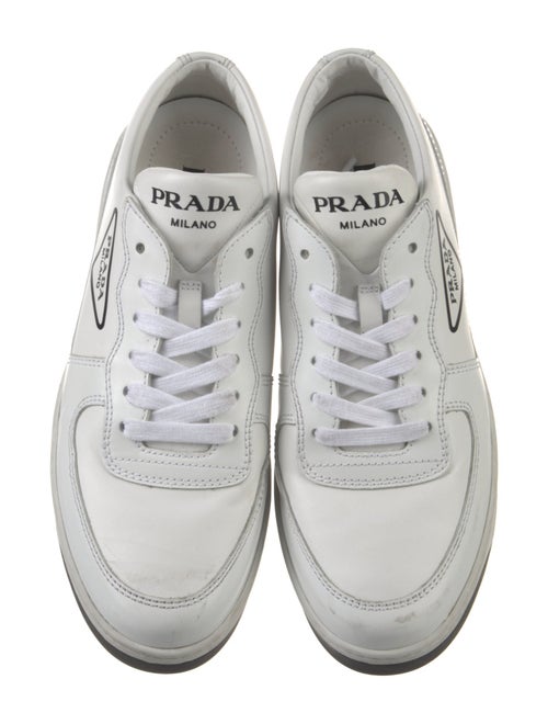 Prada Leather Graphic Print Sneakers
