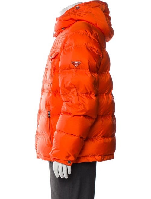 Prada 2021 Enameled Metal Triangle Puffer Coat