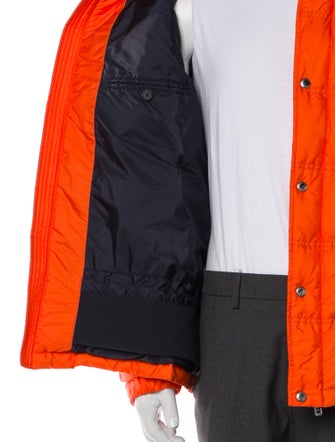 Prada 2021 Enameled Metal Triangle Puffer Coat