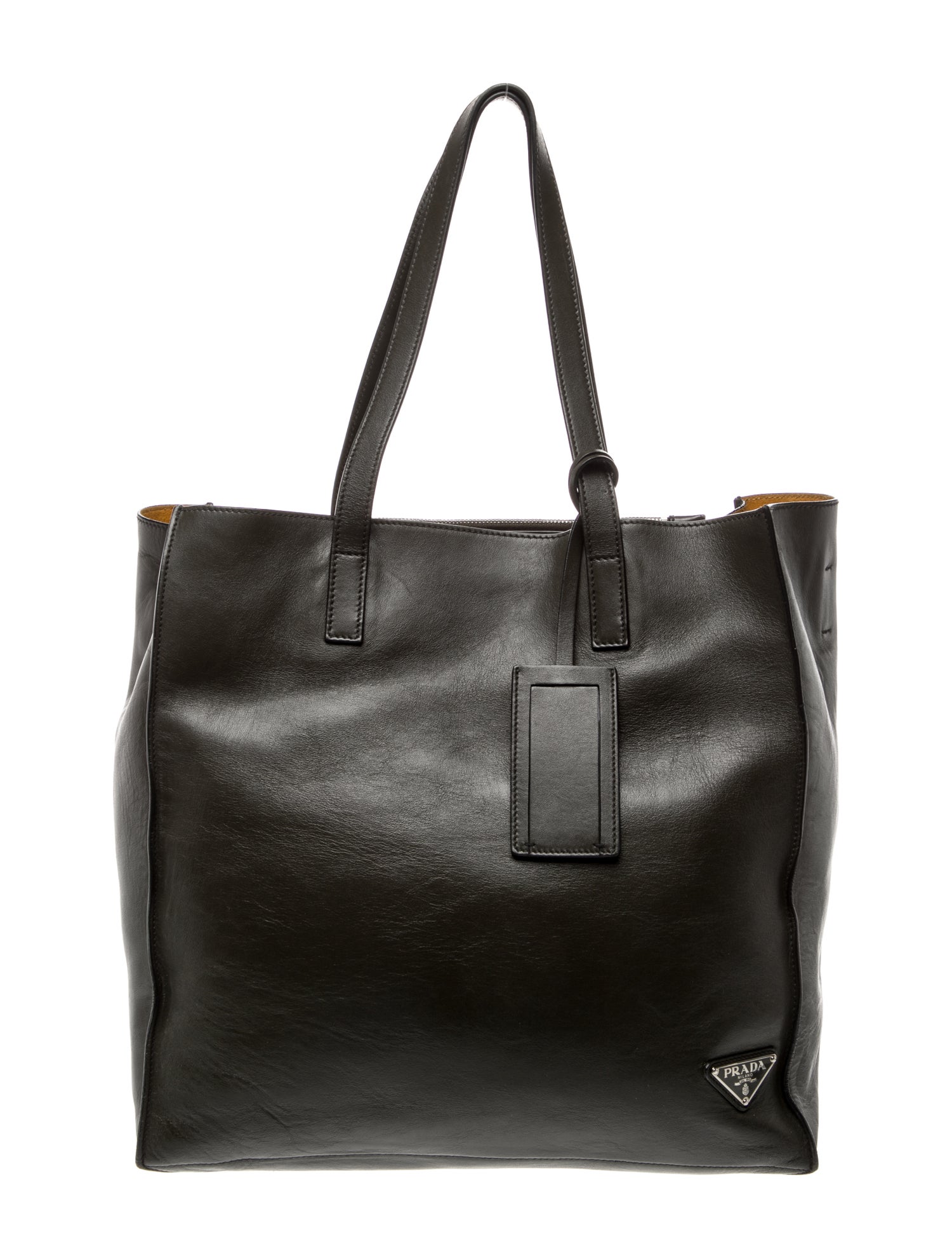 Prada Enameled Metal Triangle Tote