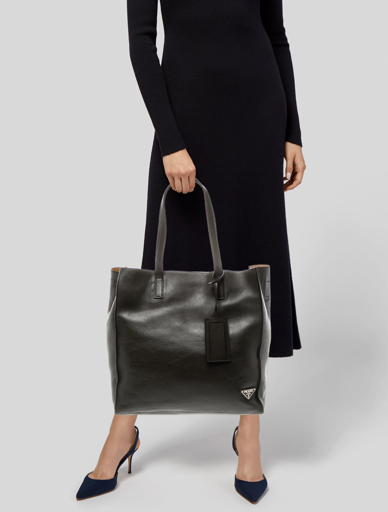 Prada Enameled Metal Triangle Tote