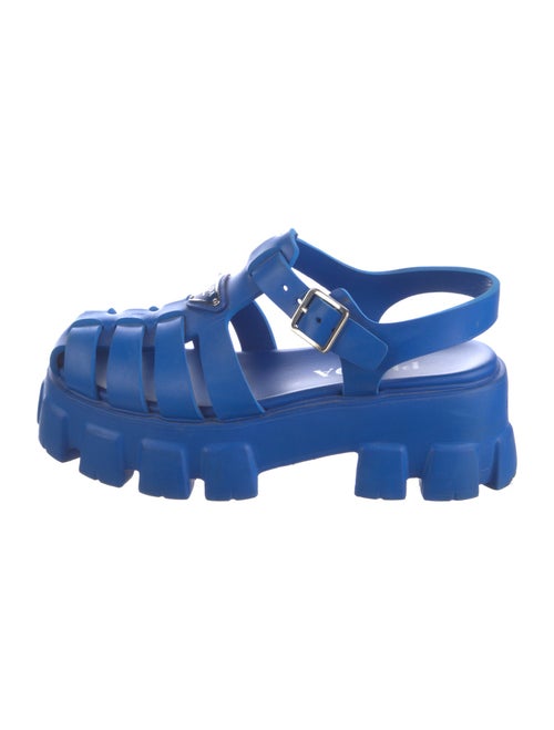 Prada Enameled Metal Triangle Rubber Slingback Sandals