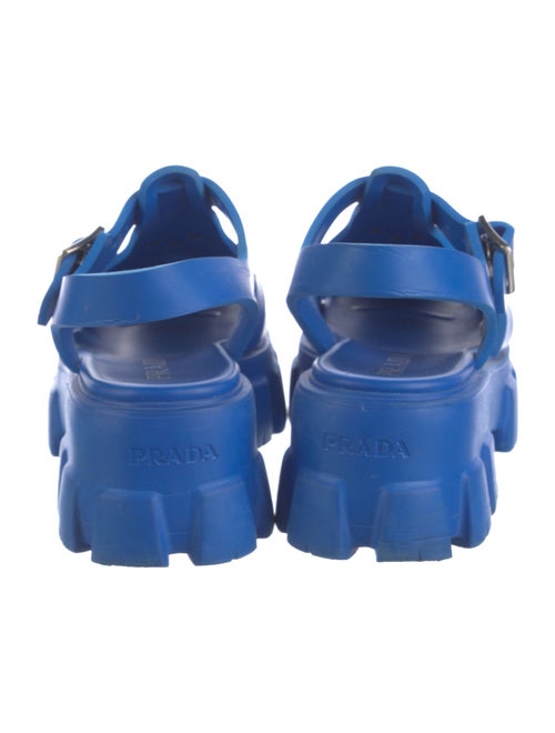 Prada Enameled Metal Triangle Rubber Slingback Sandals