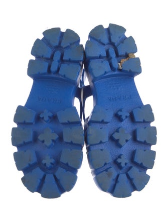 Prada Enameled Metal Triangle Rubber Slingback Sandals