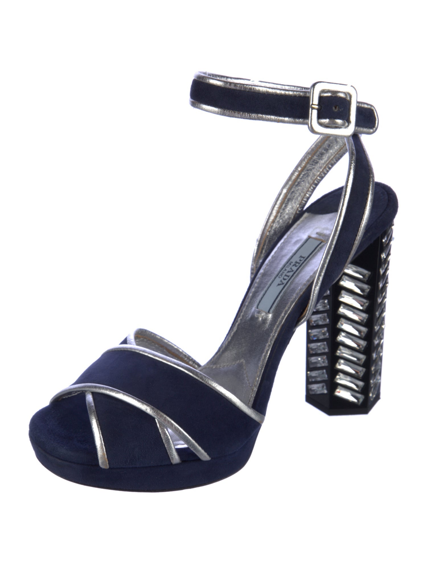 Prada Suede Crystal Embellishments Sandals