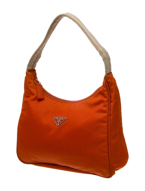 Prada Enameled Metal Triangle Top Handle Bag