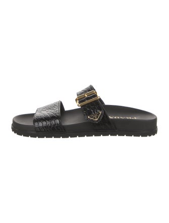 Prada Embossed Leather Slides