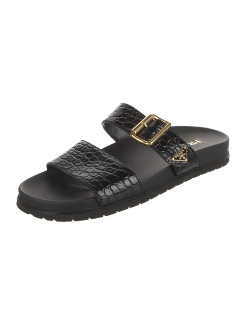 Prada Embossed Leather Slides
