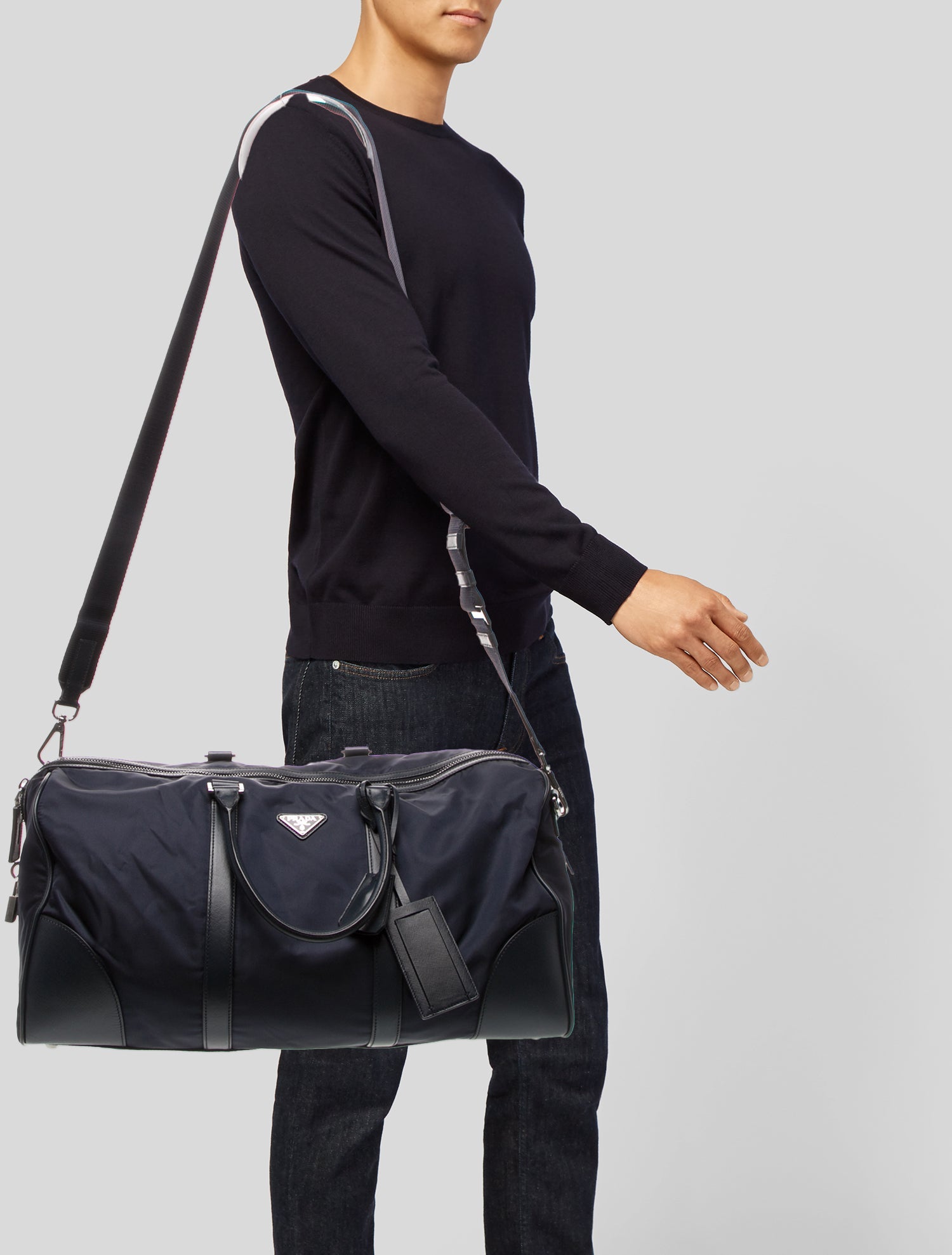 Prada Saffiano-Trimmed Tessuto Duffle Bag