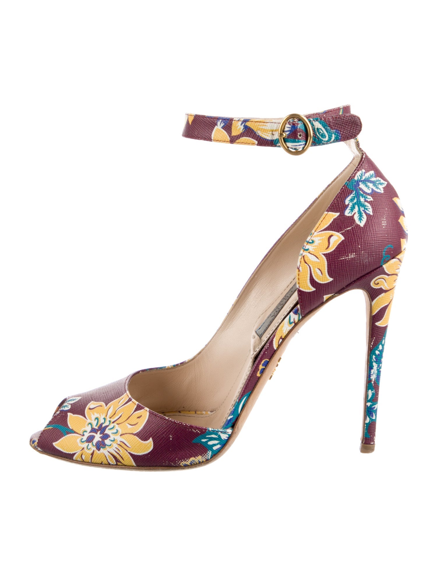 Prada Leather Printed D'Orsay Pumps